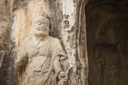 Porter's statue rock carving at Longmen Grottoes, Luoyang, Henan, Chinaのeditorial素材