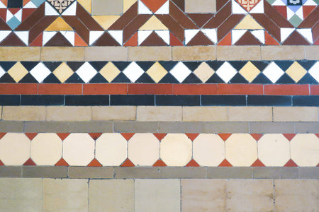 Colorful tiled floor texture in vintage styleの写真素材