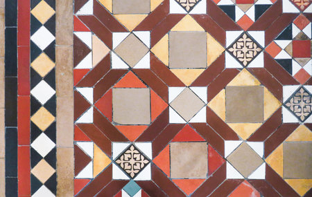 Colorful tiled floor texture in vintage styleの写真素材