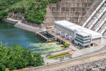 The hydroelectric power generation at the Srinakarind Dam at Kanchanaburi, Thailand.のeditorial素材