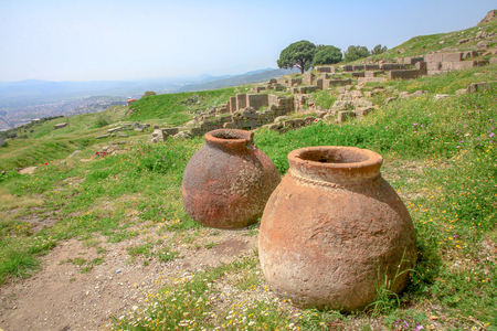 Acropolis antique in Trajan temple, Pergamon, Turkeyの写真素材