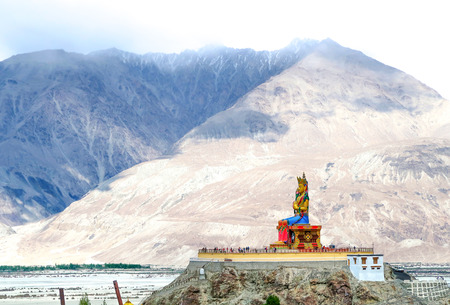 Maitreya Buddha statue at Diskit Monastery, Nubra Valley, Ladakh, India.の写真素材
