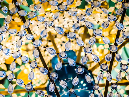 Luxury crystal chandelier background close upの写真素材