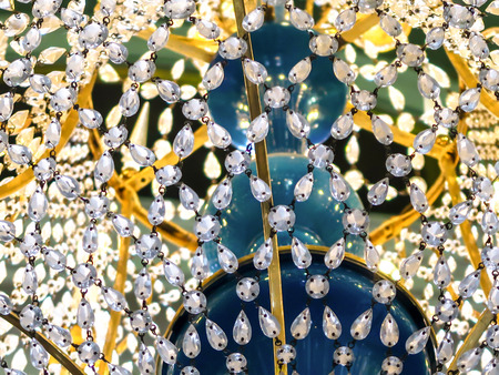 Luxury crystal chandelier background close upの写真素材