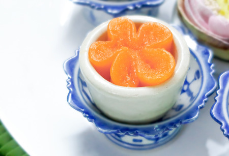 Thai traditional dessert, Tong yip or Flower egg yolk tartの写真素材