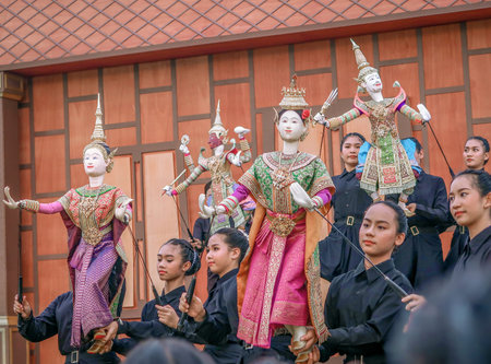 BANGKOK, THAILAND â 28 MAY 2019 : Joe Louis traditional Thai puppet dolls performing at Sanam Laung, Grand Palace, Bangkokのeditorial素材
