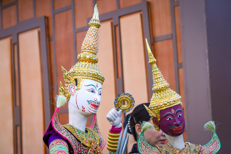 BANGKOK, THAILAND â 28 MAY 2019 : Joe Louis traditional Thai puppet dolls performing at Sanam Laung, Grand Palace, Bangkokのeditorial素材