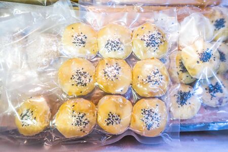 Package of frozen piesの写真素材