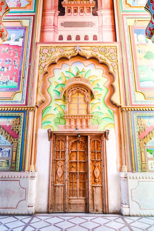 The Patrika Gate, the ninth gate of Jaipur, the colourful famous building landmark at Jawahar circle's entrance, Jaipur or pink city Rajasthan, India.の写真素材