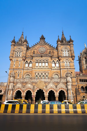 MUMBAI, INDIA - February 29 2020: Chhatrapati Shivaji Terminus railway station or CSTM or CTS,...