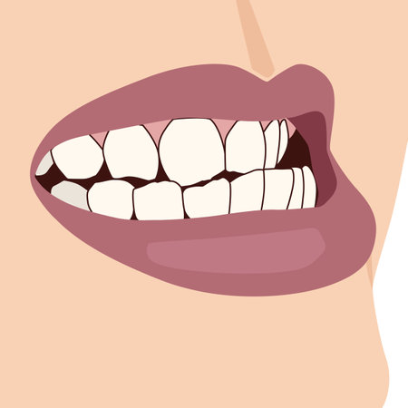 Protruding lower teeth problem lower jaw oral, illustration close upの写真素材