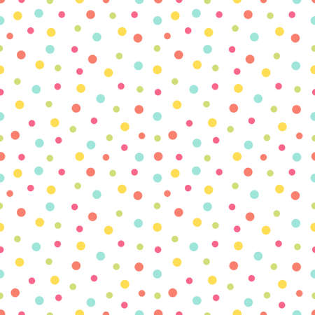 Seamless patterns with colours polka dot. Festive decorations for Birthday, party holiday, textile, wrapping paper. Vector flat backgroundのイラスト素材