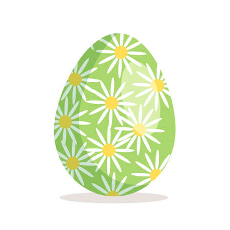 Happy Easter egg icon. Christian holiday symbol with different textures, patterns and festive decorations. Vector flat illustrationのイラスト素材