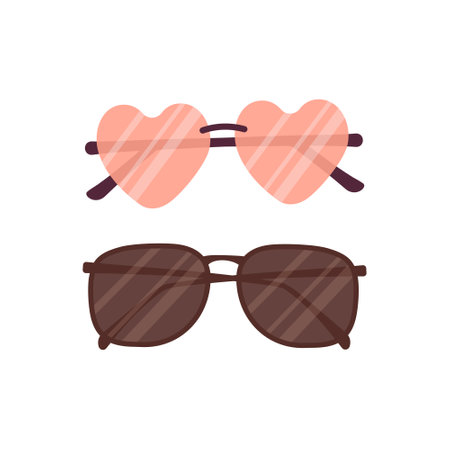 Female and male sunglasses icon. Summer sun protection item. Vector illustrationのイラスト素材