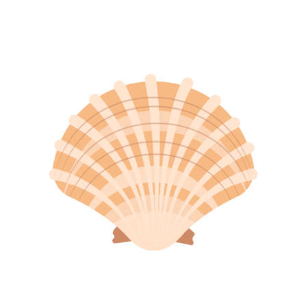 Seashell icon in beige color. Summer item on the sea or sandy beach. Vector flat illustrationのイラスト素材