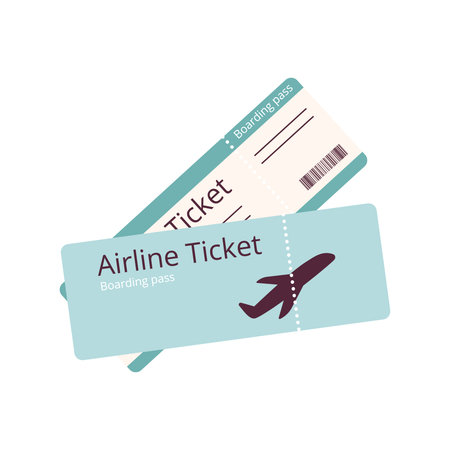 Travel and vacation air tickets icon. Documents and plane pass. Vector illustration