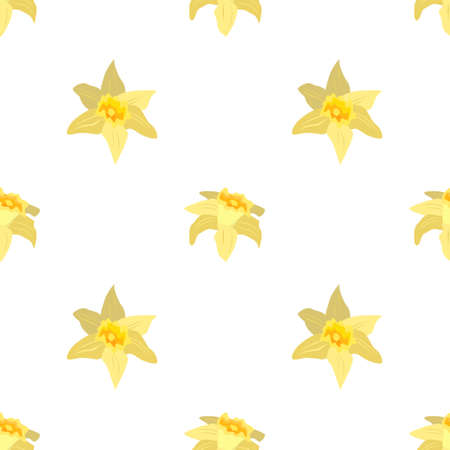 Seamless pattern with flowers daffodils. Cute spring or summer print for textiles, wrapping paper and design. Floral background. Vector illustrationのイラスト素材
