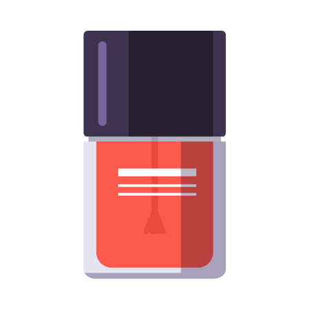 A bottle of nail polish. Manicure tools. Caring for the health of hands and nails. Beauty salon icons. Vector flat illustration.のイラスト素材