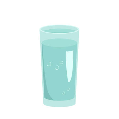 Glass tumbler filled with water. Utensils for the kitchen, an item for cooking and drinking. Vector flat illustrationのイラスト素材