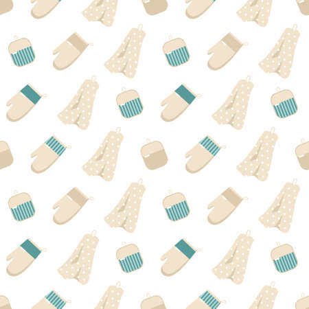 Seamless pattern with pots and pans. Kitchen print with utensils for cooking. Cooking items on backgroundのイラスト素材