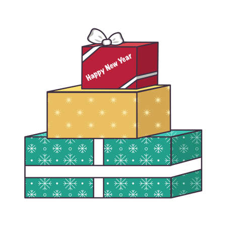 A set of boxes with gifts with sweets. Festive decoration for new year, Christmas and winter holidaysのイラスト素材