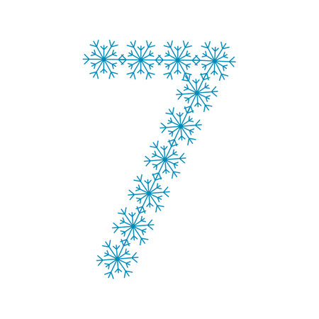 Number seven of snowflakes. Festive font or decoration for New Year and Christmasのイラスト素材