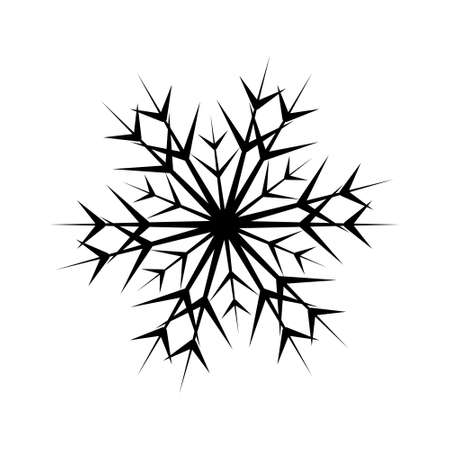 Simple snowflake of black lines. Festive decoration for New Year and Christmasのイラスト素材