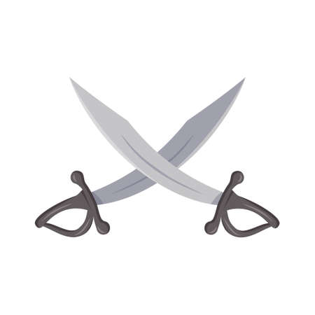 Crossed sabers icon for pirate, knight and warrior. Element for children designのイラスト素材