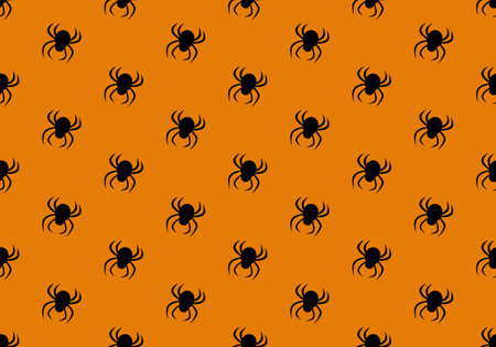 Seamless pattern with spiders. Halloween party decoration. Festive background for paper, textile, holiday and designのイラスト素材