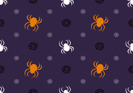 Seamless pattern with spiders and web. Halloween party decoration. Festive background for paper, textile, holiday and designのイラスト素材