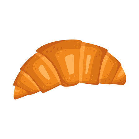 Puff pastry croissant bun icon. Fresh pastries for breakfast or snack with tea and coffee. Vector flat illustrationのイラスト素材