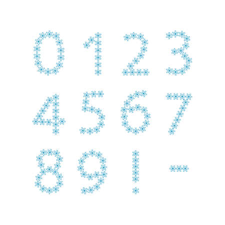 Numbers from snowflakes. Festive font or decoration for winter holidayのイラスト素材