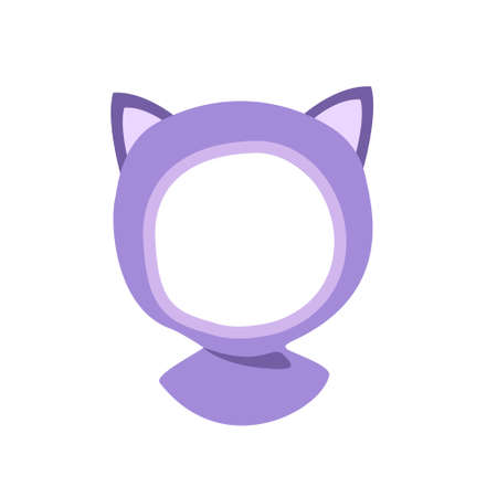 Purple cat hat, head pattern or frame. Festive decoration for festival, children winter clothing. Vector flat illustrationのイラスト素材