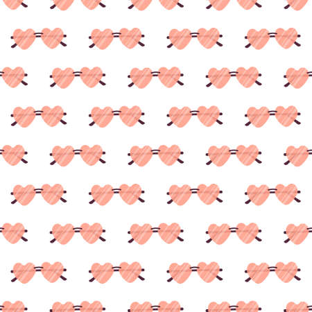 Seamless pattern of female pink sunglasses. Print of summer sun protection item. Vector flat illustrationのイラスト素材