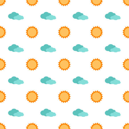 Cute simple seamless pattern with sun and cloud. Children print for textiles, wrapping paper and design. Vector flat illustrationのイラスト素材