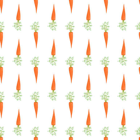 Seamless pattern with carrot. Healthy food print, orange vegetable background. Vector flat illustrationのイラスト素材