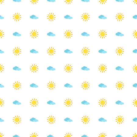 Cute simple seamless pattern with sun and cloud. Children print for textiles, wrapping paper and design. Vector flat illustrationのイラスト素材