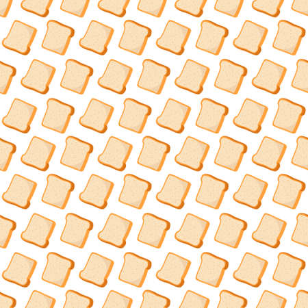 Seamless pattern with whole white loaf bread. Print of bakery products, pastries, dough food. Vector flat illustrationのイラスト素材