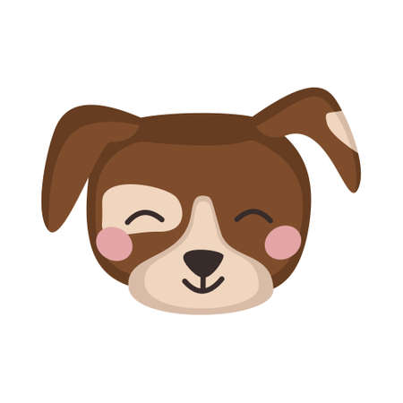 Head of cute puppy in childish style with smile muzzle and eyes. Funny pet dog with happy face. Vector flat illustration for holidaysのイラスト素材