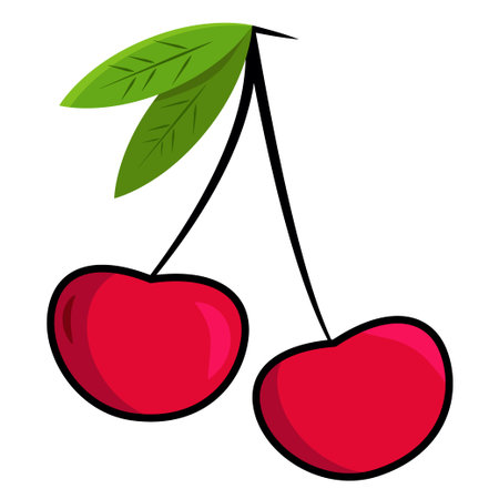 Cherry icon. Vector illustration. Isolated on white background.のイラスト素材