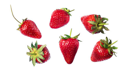 strawberry mix isolated white or invisible backgroundの写真素材