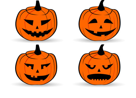 Pumplin halloween vector pack differend facesのイラスト素材