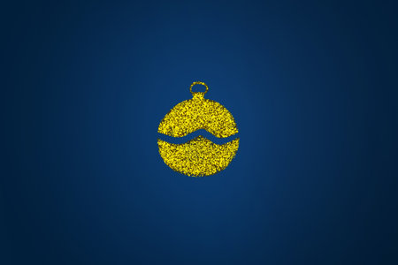 New Year tree ball christmas toy made of sparkles blue background copy spaceの写真素材