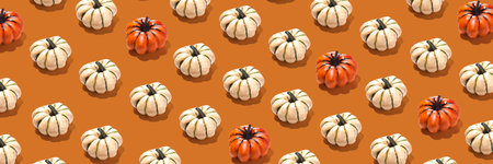 Pumpkins Halloween pattern long photoの写真素材
