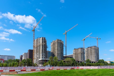 Moscow, Russia - July 29, 2018: Panoramic view the Zilart residential complex under construction in the Danilovsky district of Moscow, Russiaのeditorial素材