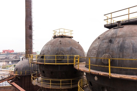 Ostrava, Czech Republic - April 17, 2018: Panoramic view of the lower Vitkovice district from the Bolt tower in Ostrava, Czech Republic. Old steel factory in Dolni Vitkoviceのeditorial素材