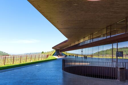 Chianti Region, Italy - April 20, 2018: The Antinori nel Chianti Classico winery in spring. Empty terrace.のeditorial素材