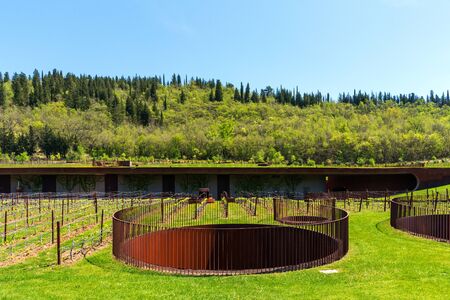 Chianti Region, Italy - April 20, 2018: The Antinori nel Chianti Classico winery in spring.のeditorial素材