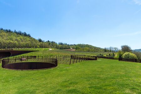 Chianti Region, Italy - April 20, 2018: The Antinori nel Chianti Classico winery in spring.のeditorial素材