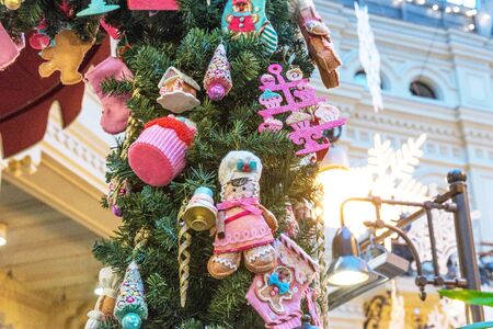 MOSCOW, RUSSIA - NOVEMBER 24, 2018: New Years and Christmas decoration of the GUM in Moscow, Russia.のeditorial素材